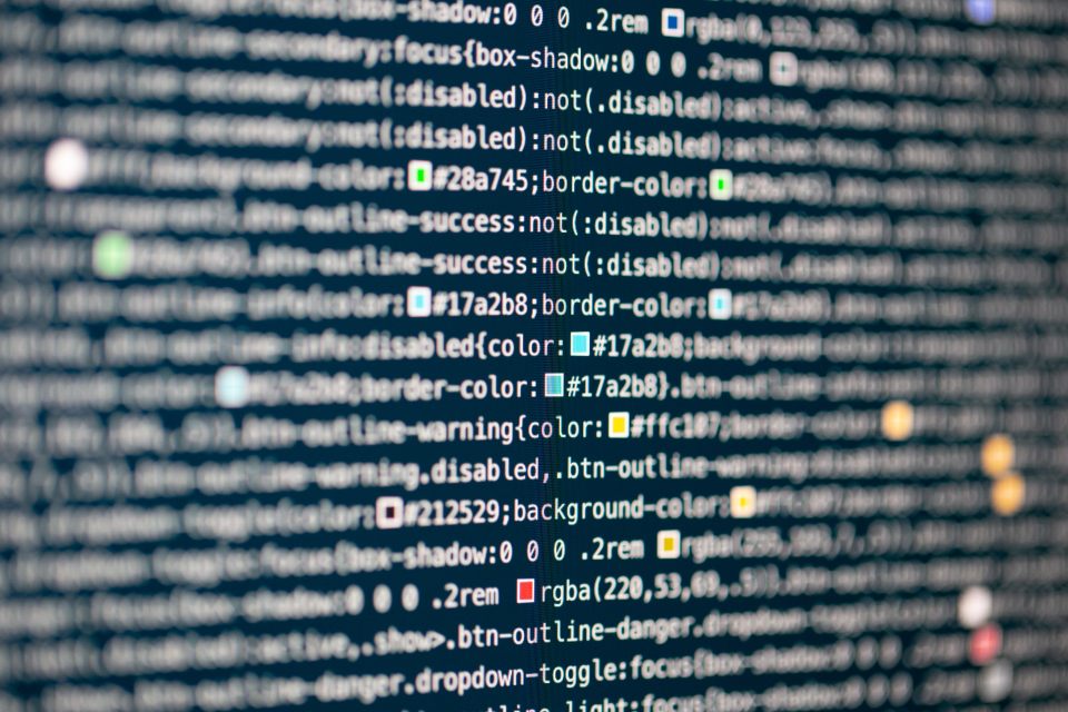 Source code on a screen
