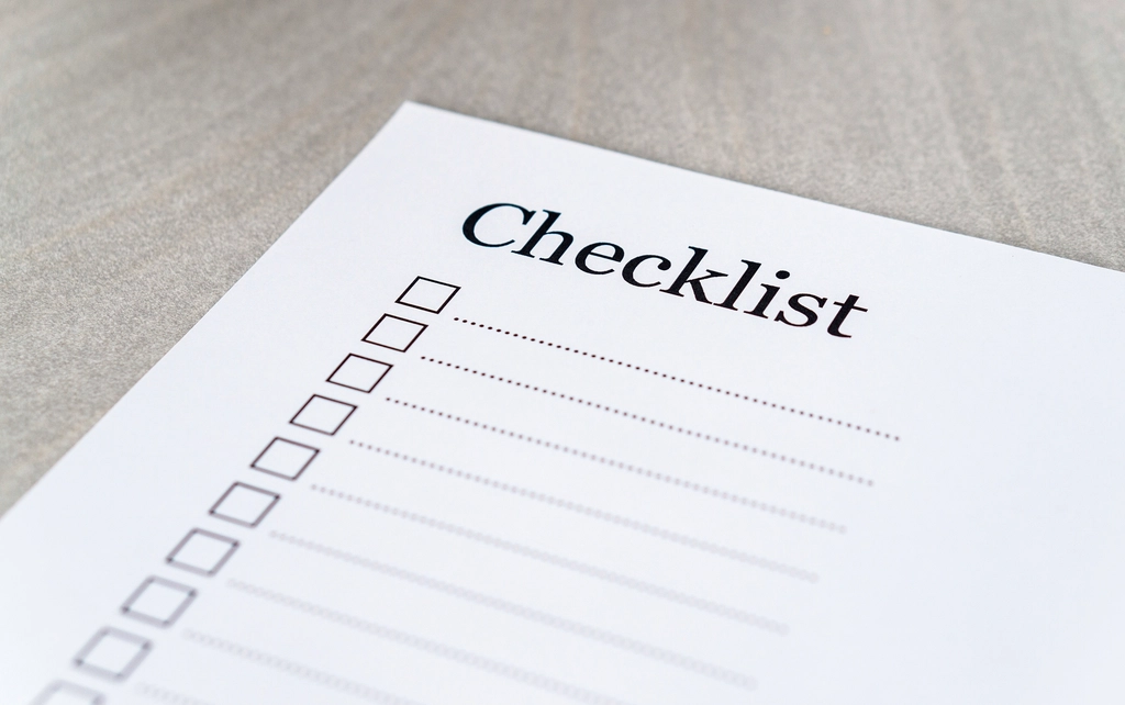 Checklist of test cases